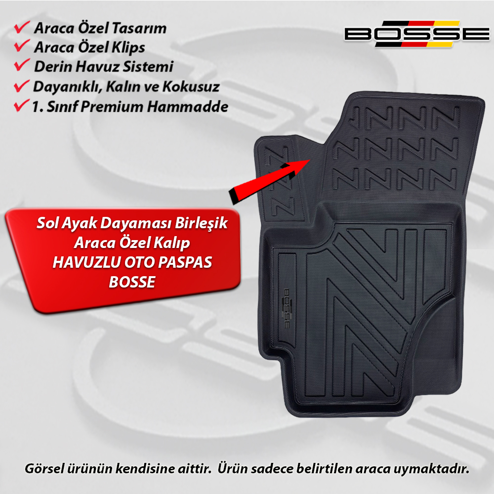 Hyundai Accent Era Paspas Araca Özel 2006 2012 BOSSE 3D Havuzlu Oto Paspas Paspas