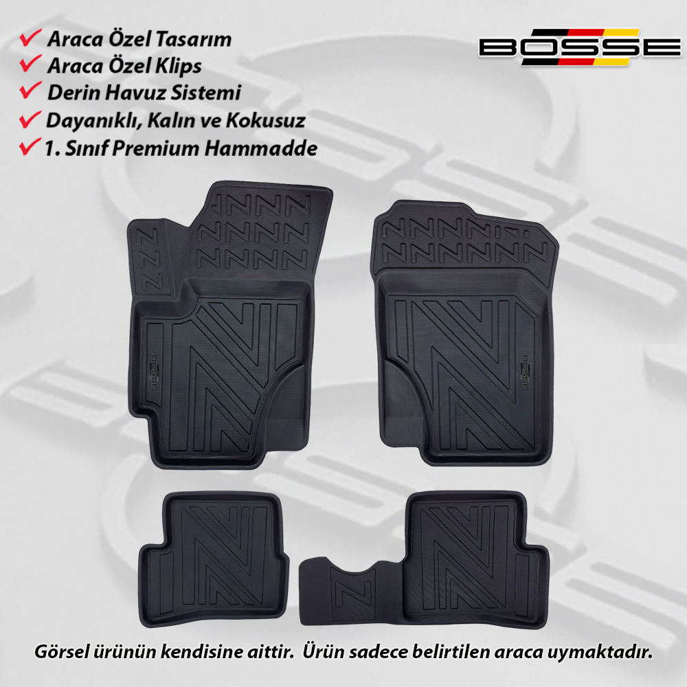 Hyundai Accent Era Paspas Araca Özel 2006 2012 BOSSE 3D Havuzlu Oto Paspas Paspas