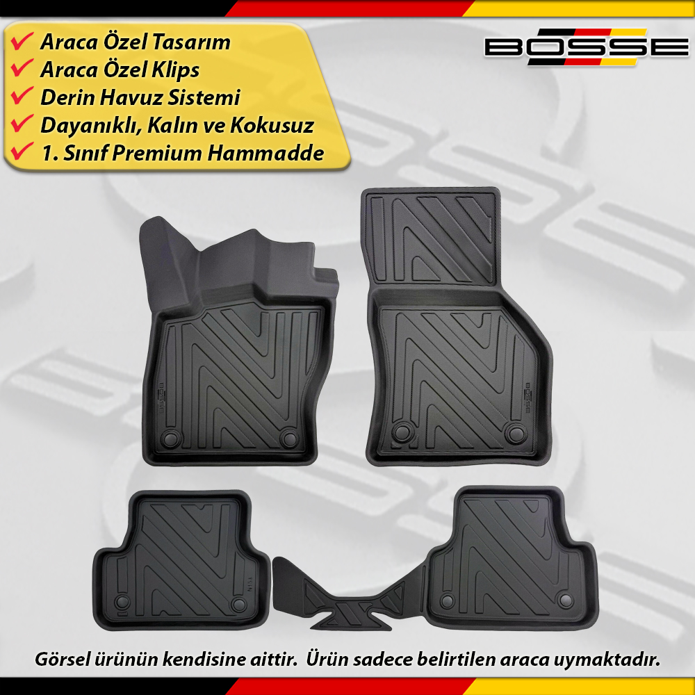 Audi A3 Paspas Araca Özel HB / SEDAN 2013 2020 Arası Derin Havuzlu BOSSE North Serisi