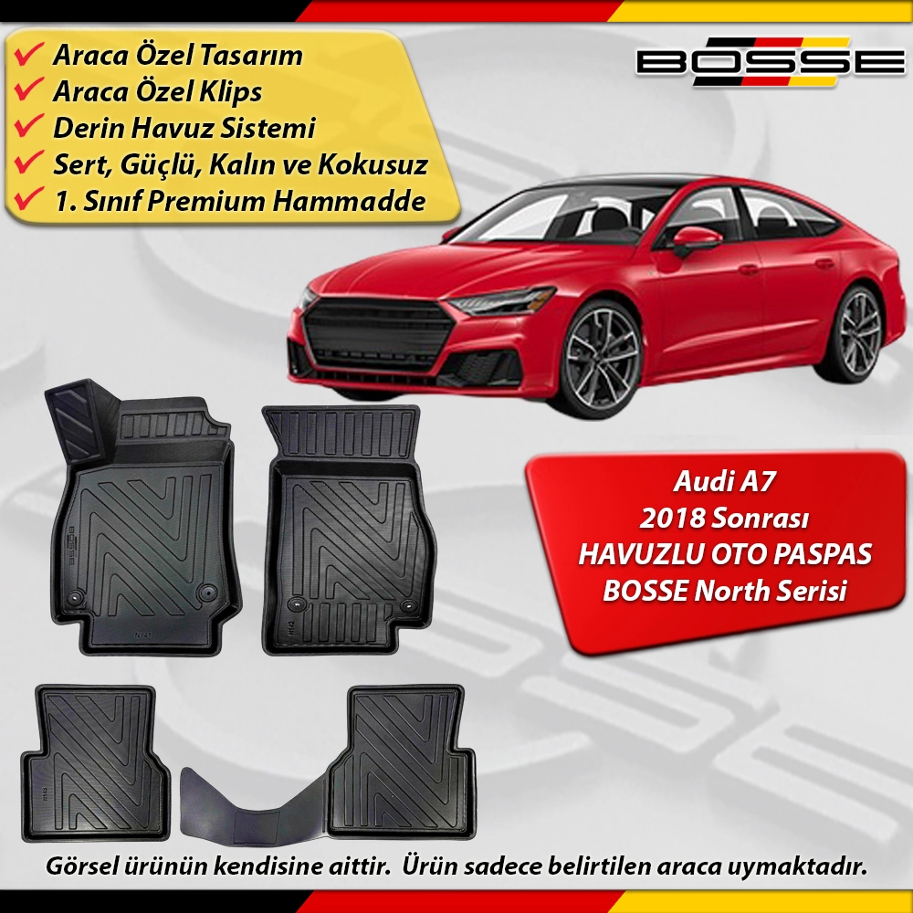 Audi A7 Paspas Araca Özel 2018 Ve Sonrası Derin Havuzlu BOSSE North Serisi