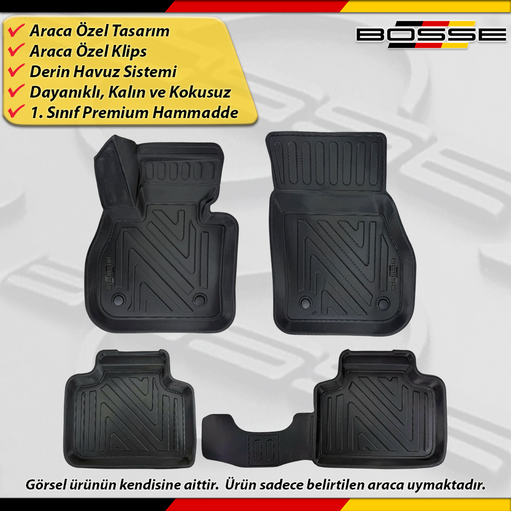 BMW 2 Serisi Paspas Araca Özel F45 Active Tourer 2014-2020 Arası Derin Havuzlu Paspas BOSSE North