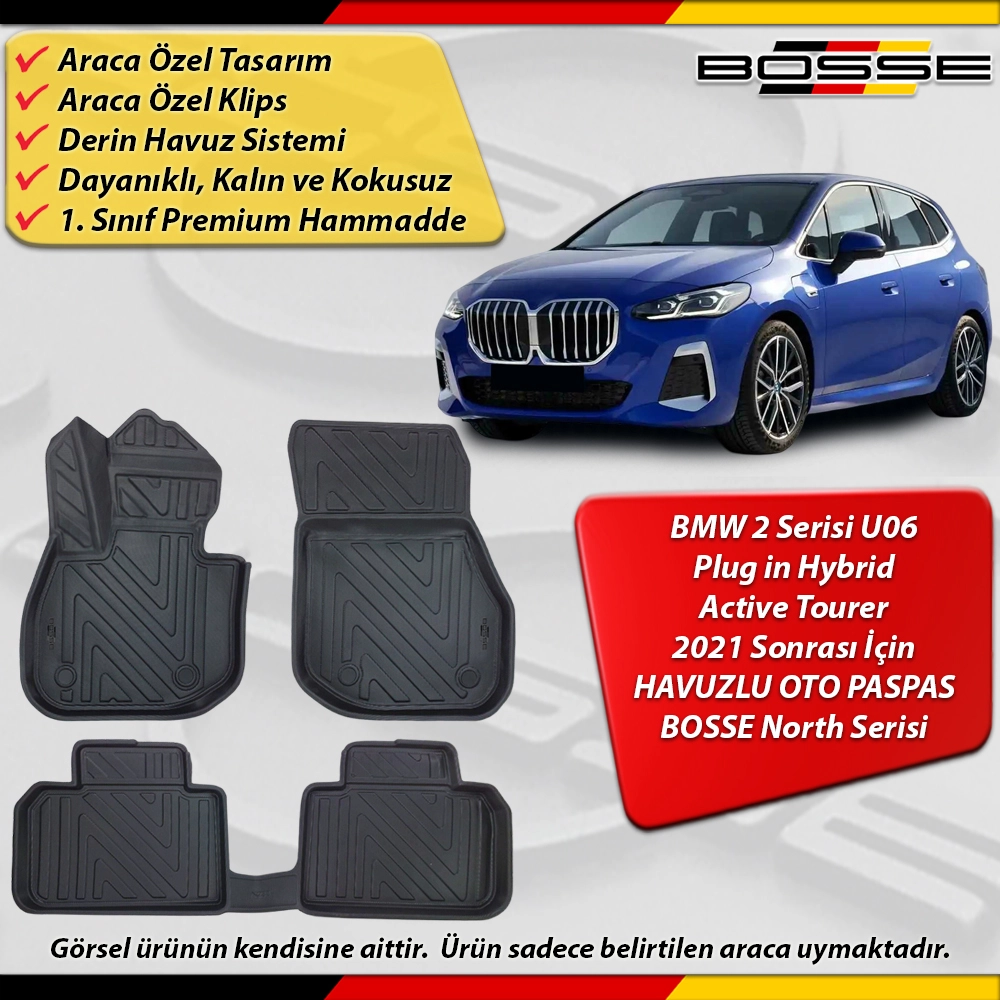 BMW 2 Serisi Active Tourer Paspas (U06) Araca Hybrid 2021 Sonrası Derin Havuzlu Paspas Serisi