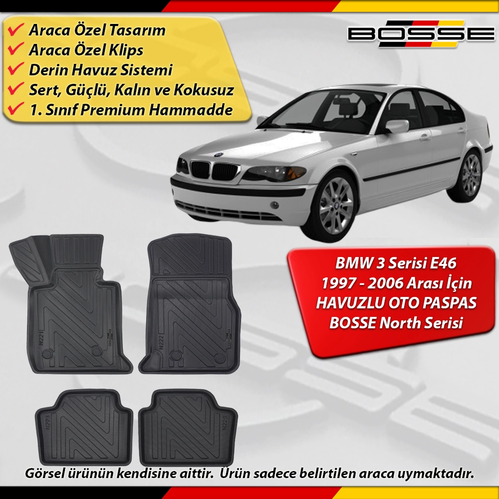 Bmw 3 Serisi E46 Paspas Araca Özel 1997-2006 Derin Havuzlu BOSSE North Serisi