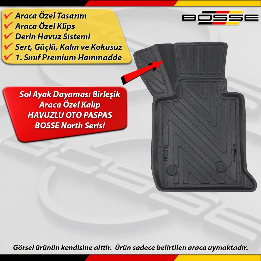 Bmw 3 Serisi E46 Paspas Araca Özel 1997-2006 Derin Havuzlu BOSSE North Serisi