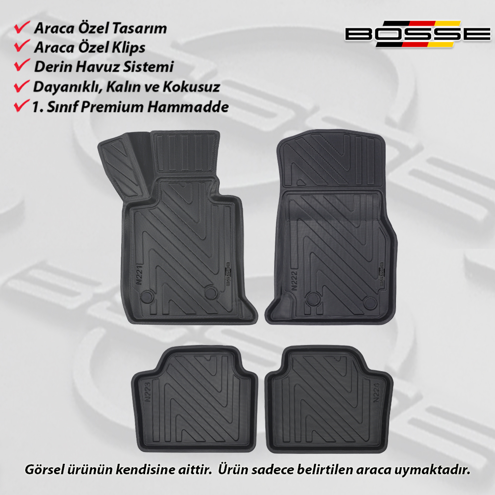 Bmw 5 Serisi Paspas Araca Özel E90 Paspas 2005 2011 Arası BOSSE 3D Havuzlu Oto Paspas