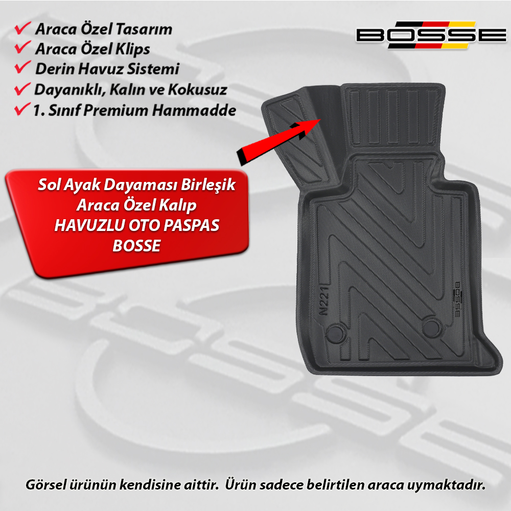 BMW 3 Serisi F30 Paspas Araca Özel 2012 2018 BOSSE 3D Havuzlu Oto Paspas