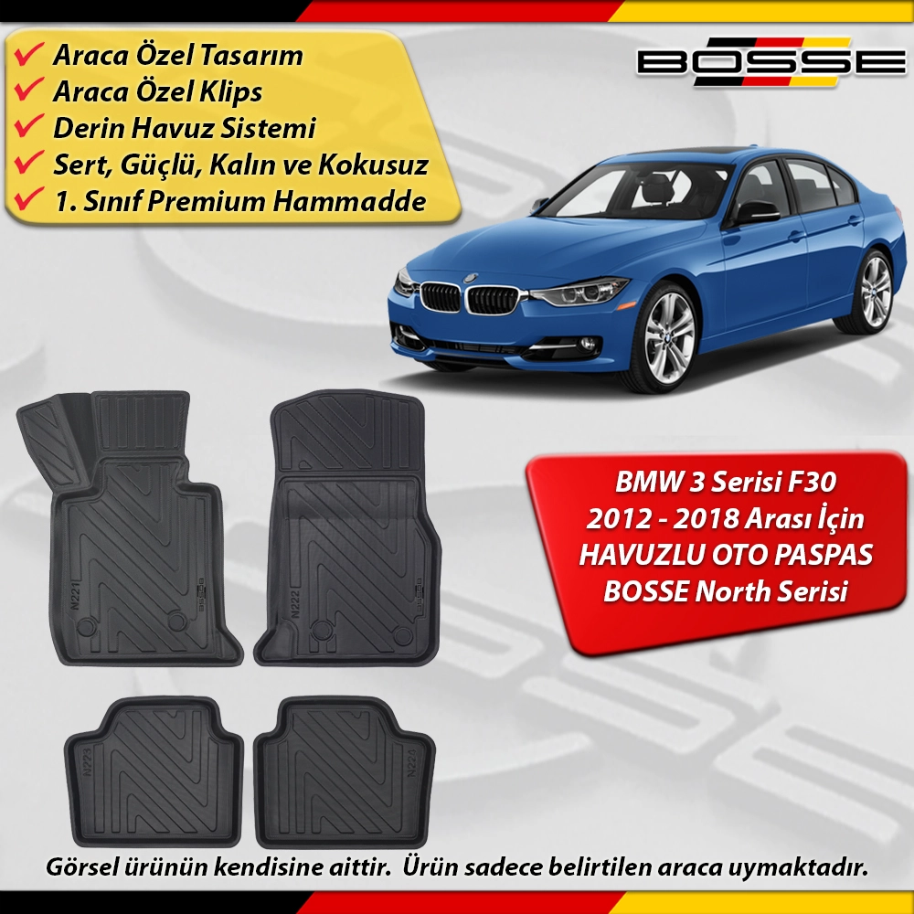 Bmw 3 Serisi F30 Paspas Araca Özel 2012-2018 Derin Havuzlu BOSSE North Serisi