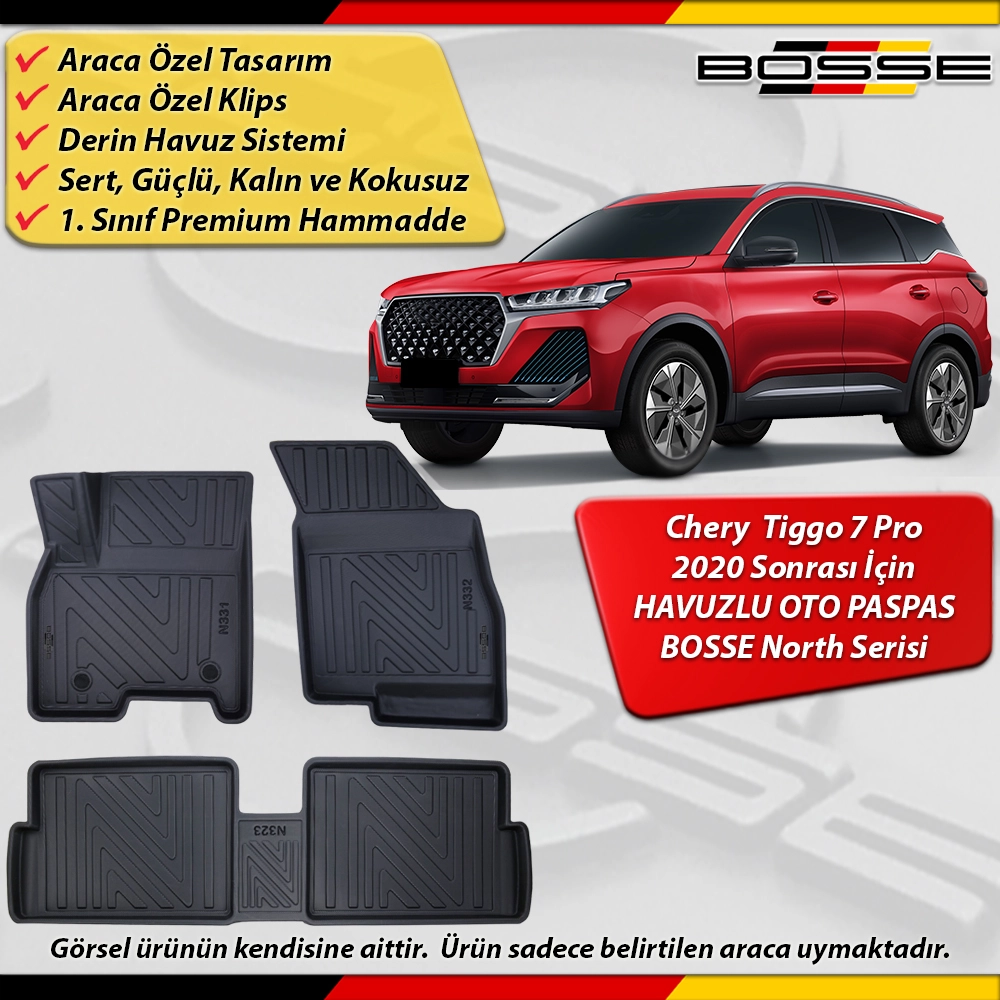 Chery Tiggo 7 Pro Paspas Araca Özel 2022 - 2025 Arası İçin Derin Havuzlu BOSSE North Serisi