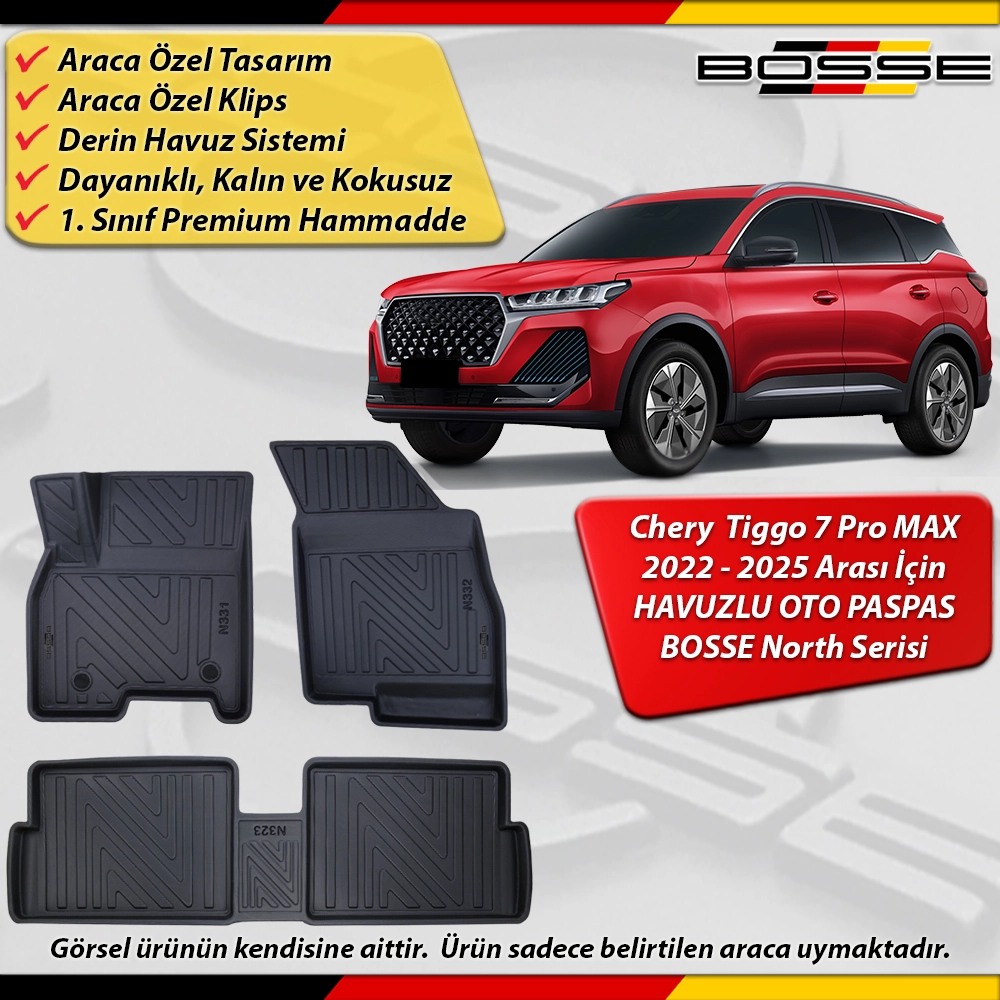 Chery Tiggo 7 Pro Max Paspas Araca Özel 2022 - 2025 Arası İçin Derin Havuzlu BOSSE North Serisi