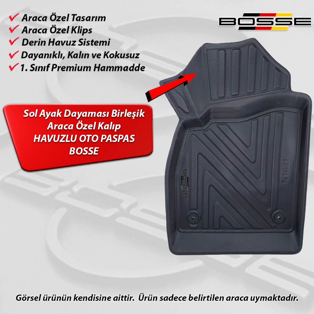 Chevrolet Cruze Paspas Araca Özel 2008 - 2016 BOSSE 3D Havuzlu Oto Paspas Paspas
