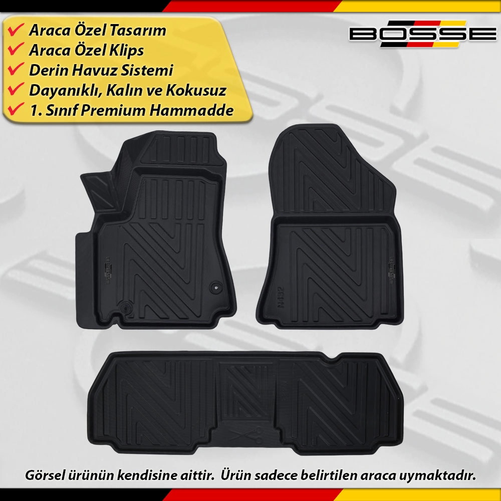 Citroen Berlingo Paspas Araca Özel 2008-2018 Derin Havuzlu Paspas BOSSE North Serisi