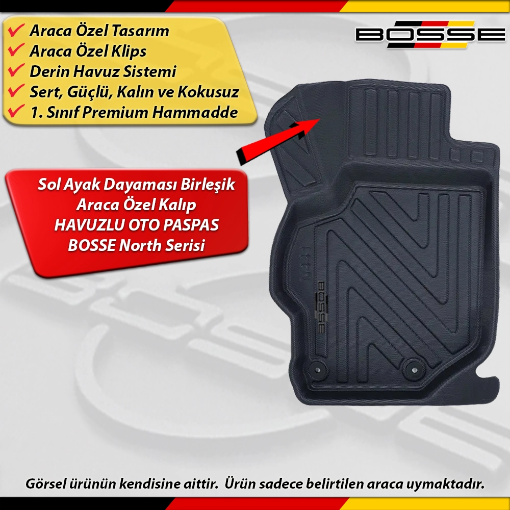 Citroen C-Elysee Paspas Araca Özel Celysee 2012 2023 Arası Derin Havuzlu BOSSE North Serisi