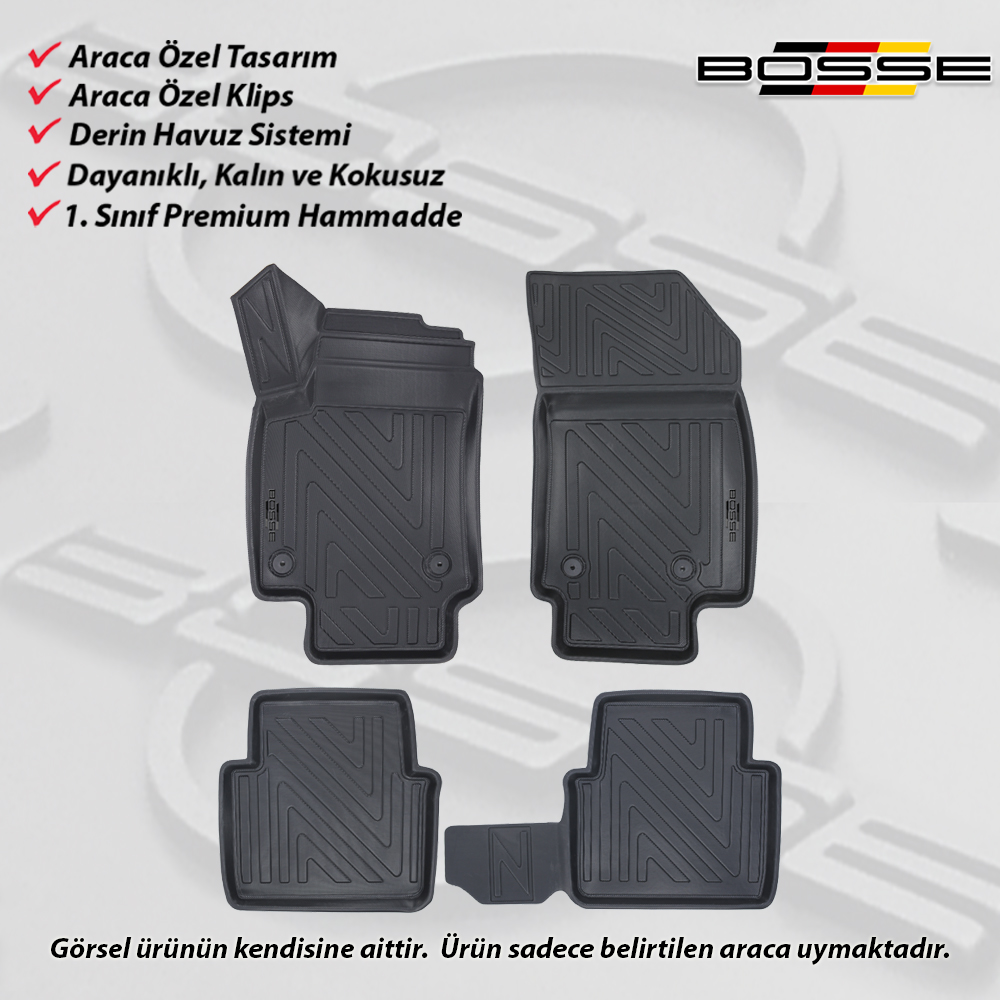 Citroen C3 Aircross Paspas Araca Özel 2016 2025 BOSSE 3D Havuzlu Oto Paspas