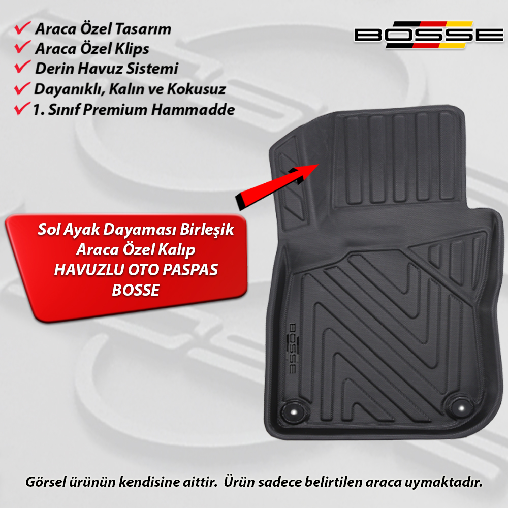 Citroen C3 Paspas 3D Havuzlu 2002 2009 BOSSE 3D Havuzlu Oto Paspas