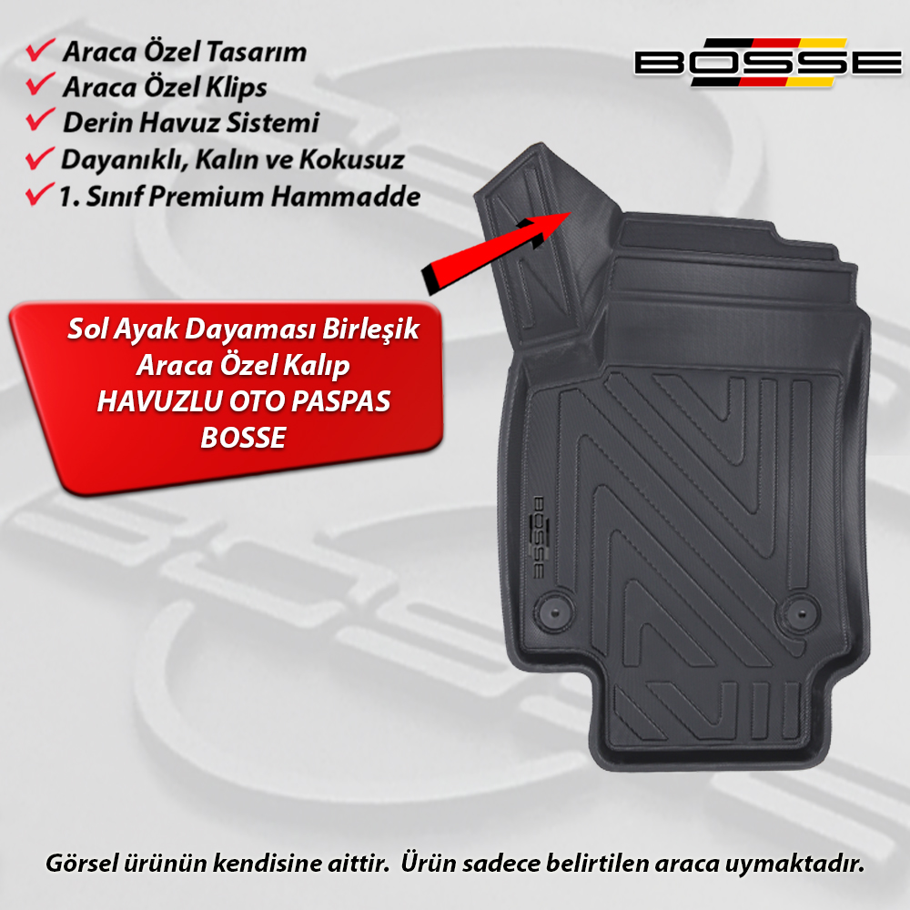 Citroen C3 Paspas Araca Özel 2016 2025 BOSSE 3D Havuzlu Oto Paspas