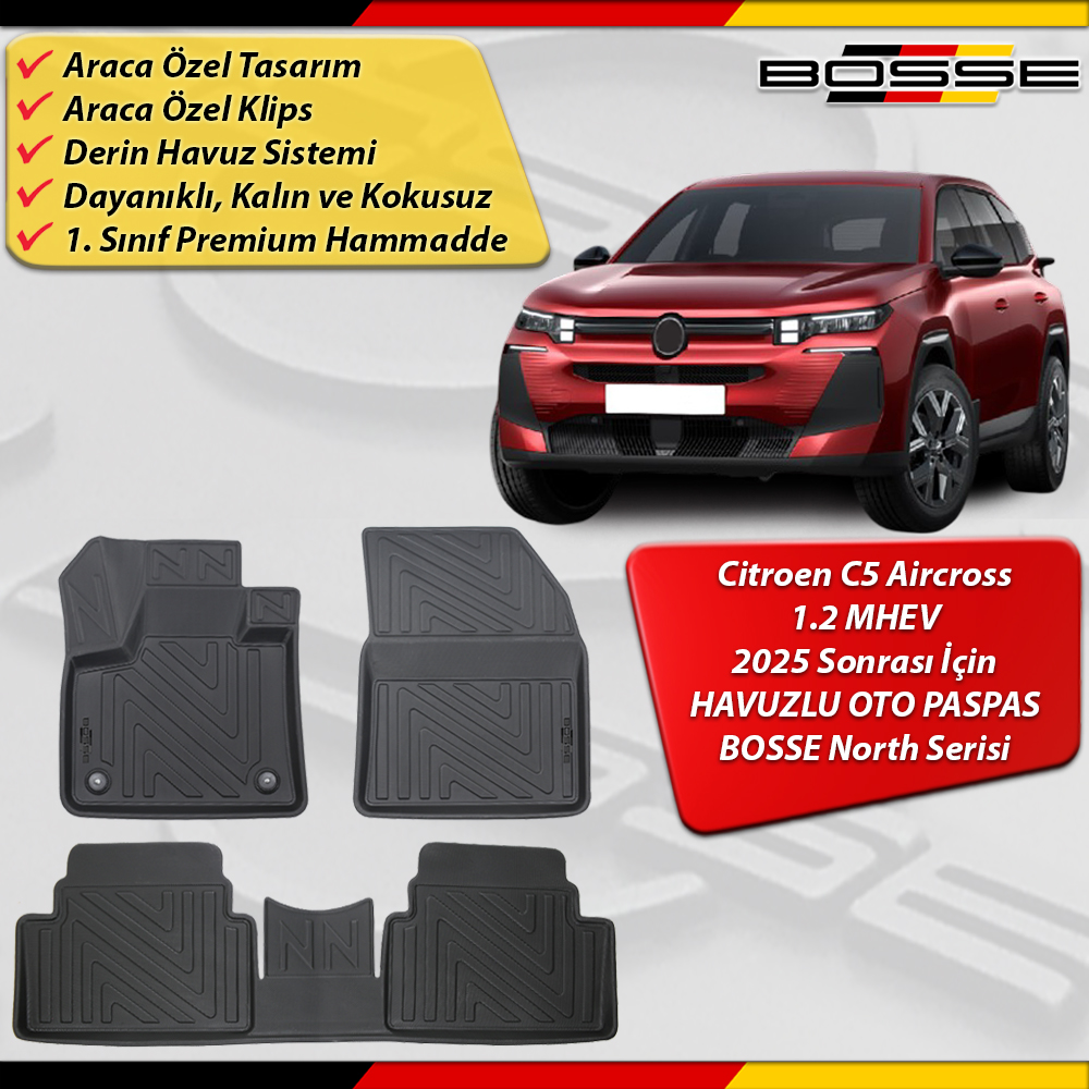 Citroen C5 Aircross 2 Paspas 1.2 MHEV Araca Özel 2025 Sonrası Derin Havuzlu Paspas North Serisi