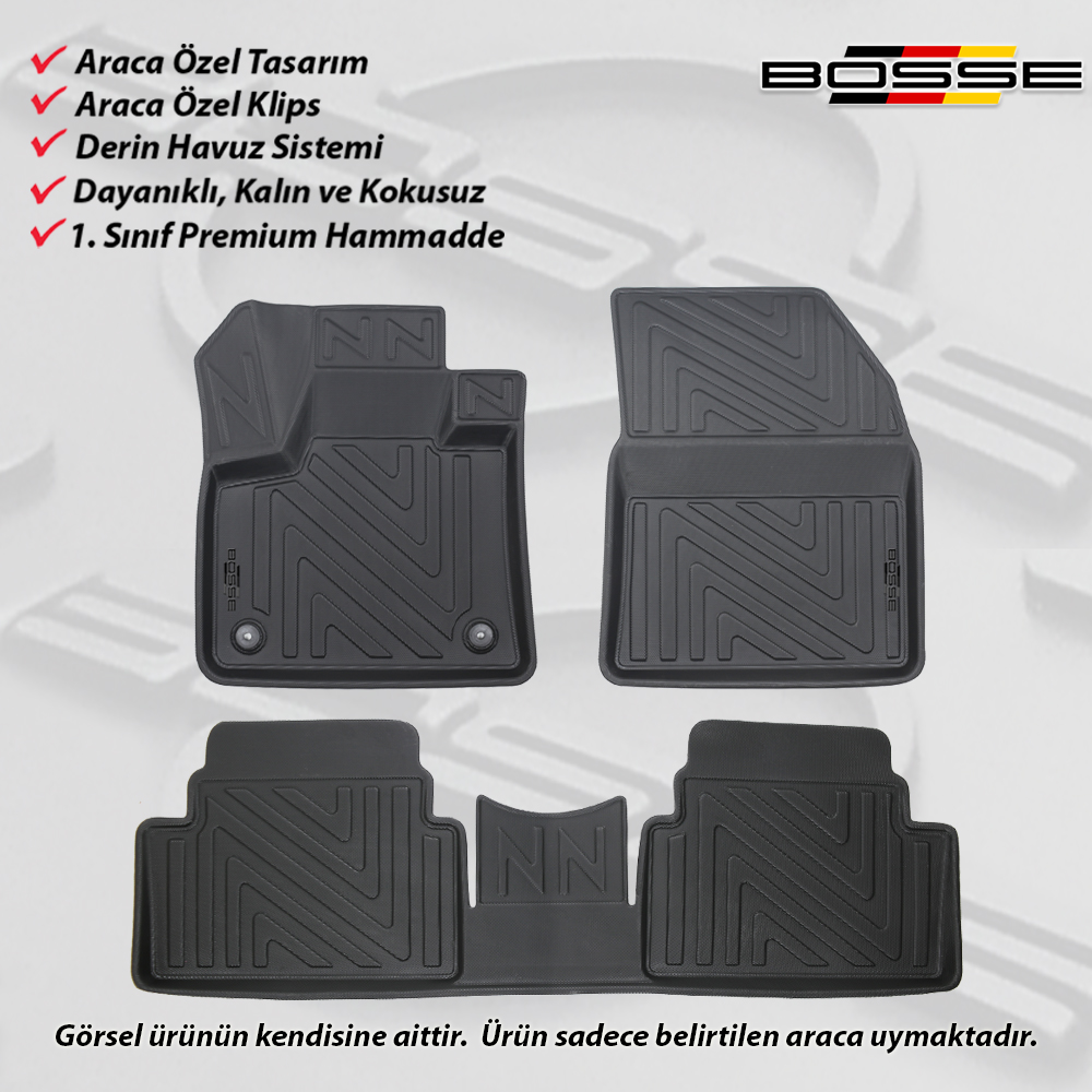 Citroen C5 Aircross Paspas Araca Özel 2017 Sonrası BOSSE 3D Havuzlu Oto Paspas
