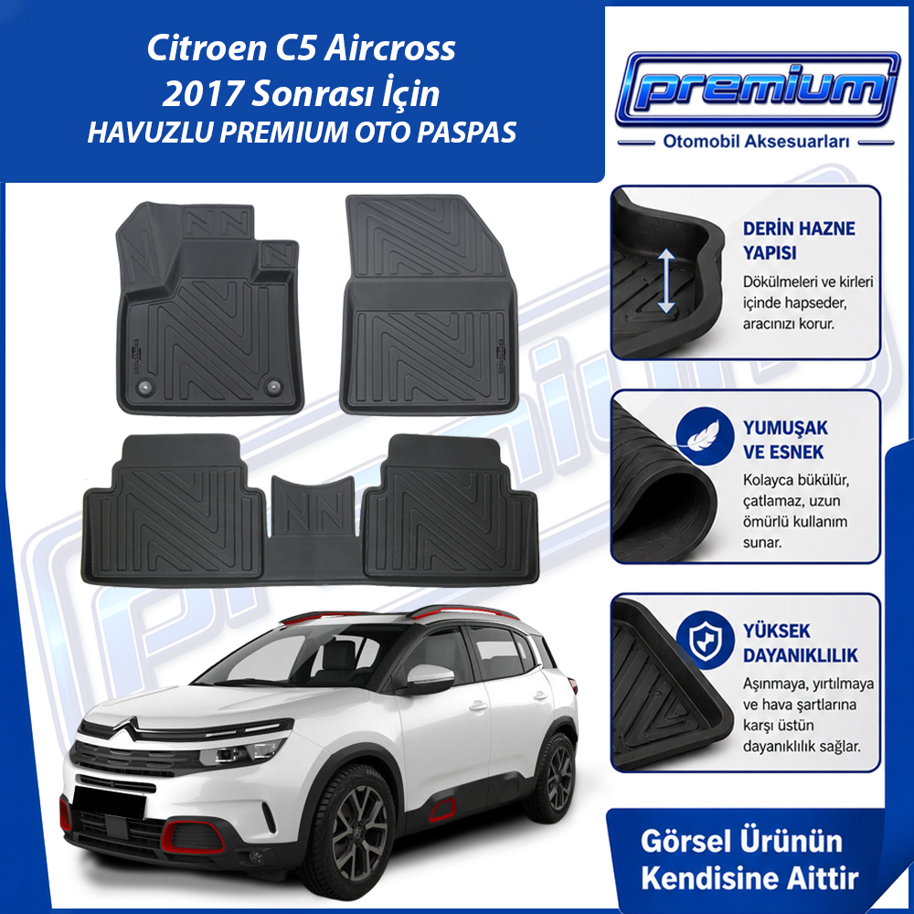 Citroen C5 Aircross Paspas Araca Özel 2017 Sonrası Derin Havuzlu Premium Oto Paspas