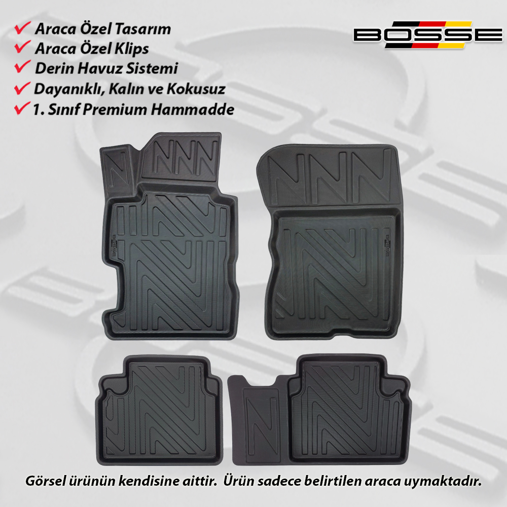 Honda Civic Sedan Paspas FD6 Araca Özel 2006 - 2012 BOSSE 3D Havuzlu Oto Paspas