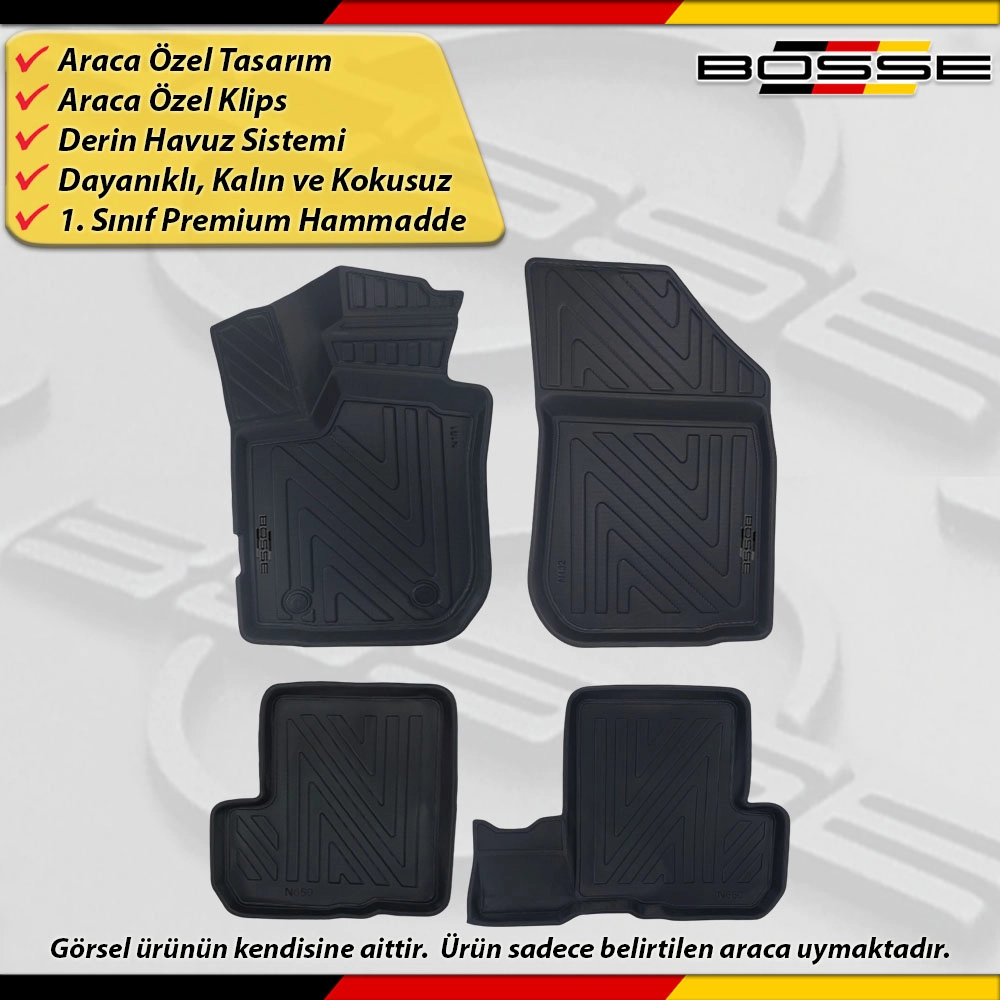 Dacia Lodgy Paspas Araca Özel 2013 - 2023 Arası Derin Havuzlu Paspas BOSSE North Serisi