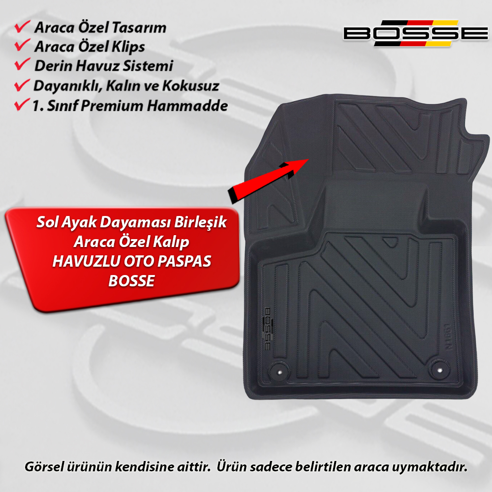 DS7 Paspas Araca Özel 2019 Sonrası BOSSE 3D Havuzlu Oto Paspas