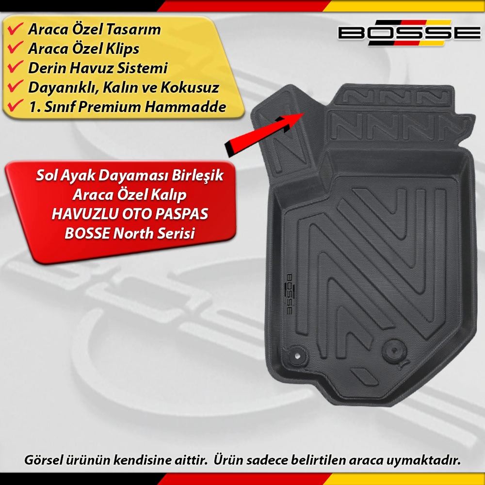 Ds Ds3 Crossback Paspas Araca Özel 2018 Sonrası Derin Havuzlu Paspas BOSSE North Serisi