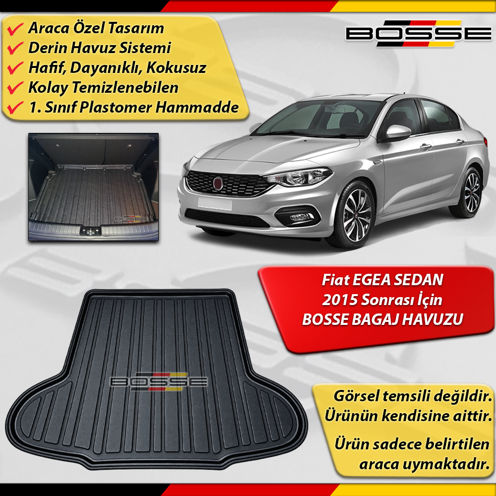 Fiat Egea Bagaj Havuzu SEDAN 2015 Sonrası BOSSE 3D Bagaj Havuzu