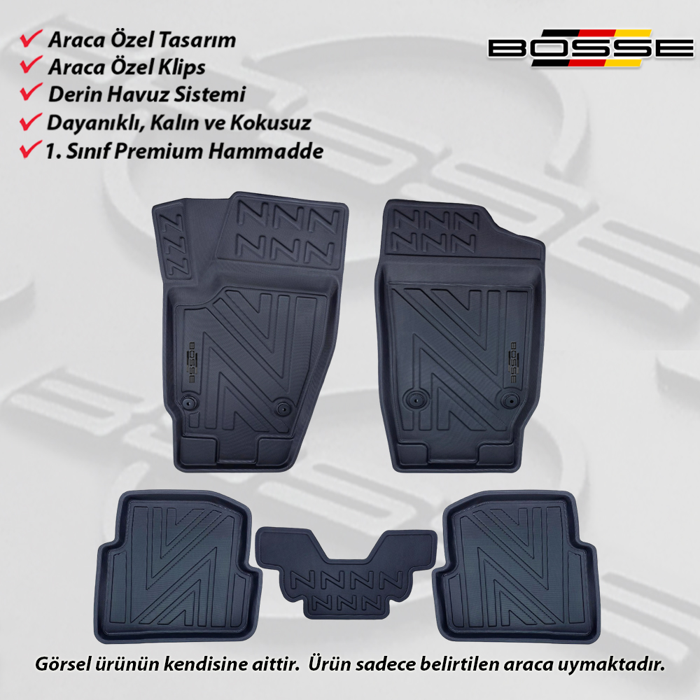 Skoda Fabia Paspas Araca Özel 2015 2020 BOSSE 3D Havuzlu Oto Paspas