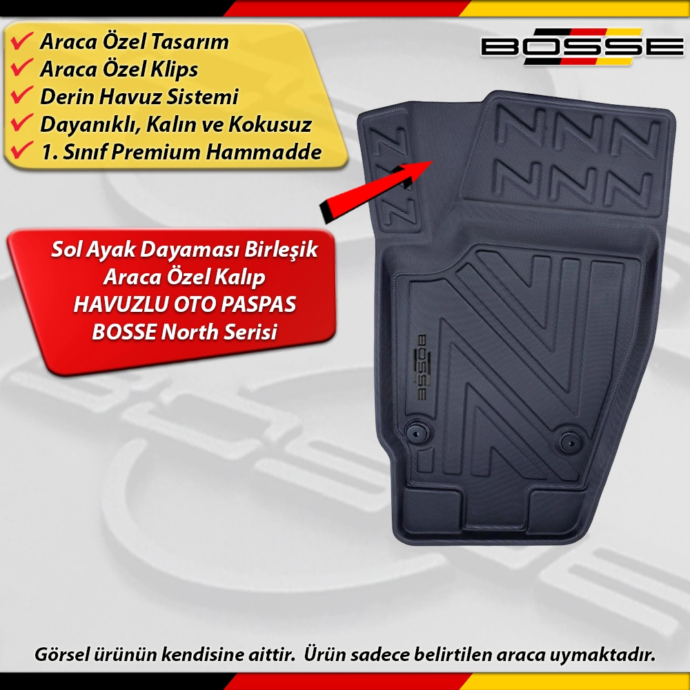 Skoda Fabia Paspas HB / SEDAN / STW Araca Özel 1997-2007 Derin Havuzlu Paspas BOSSE North Serisi