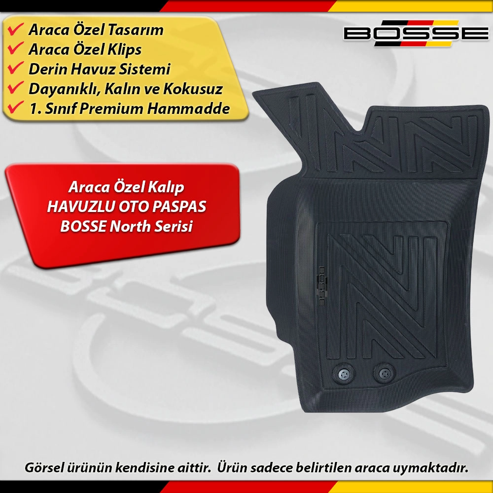 Fiat Albea Paspas Araca Özel 2002 Sonrası Derin Havuzlu Paspas BOSSE North Serisi