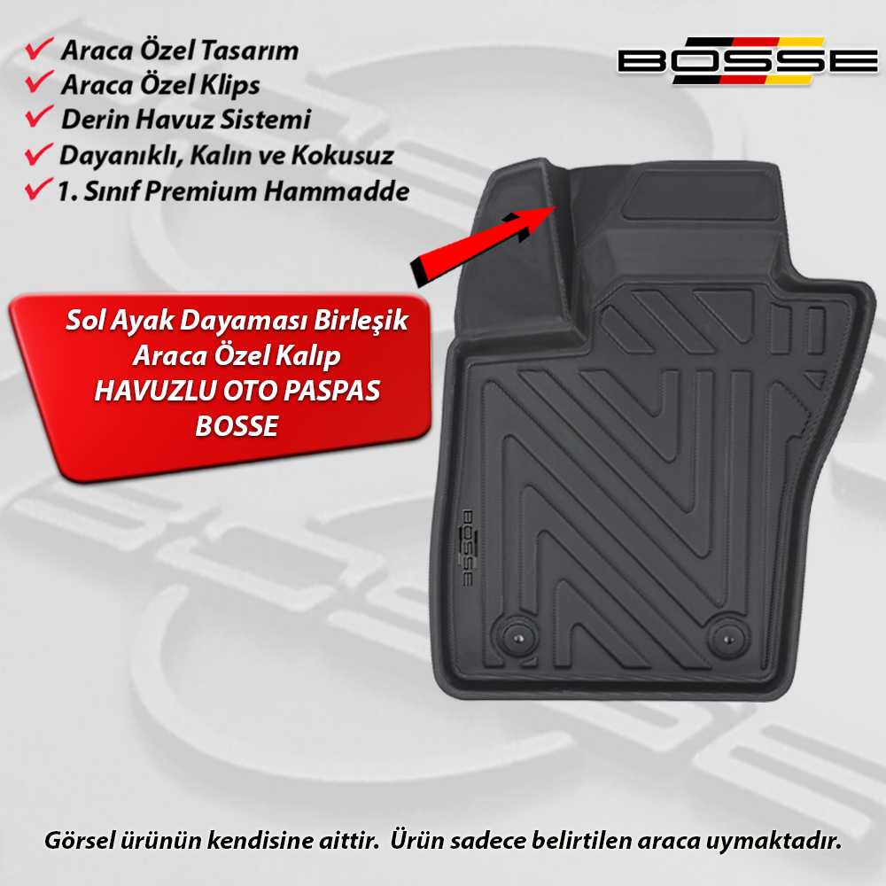 Fiat Egea Paspas HB / Cross / Station Araca Özel 2015 Sonrası BOSSE 3D Havuzlu Oto Paspas
