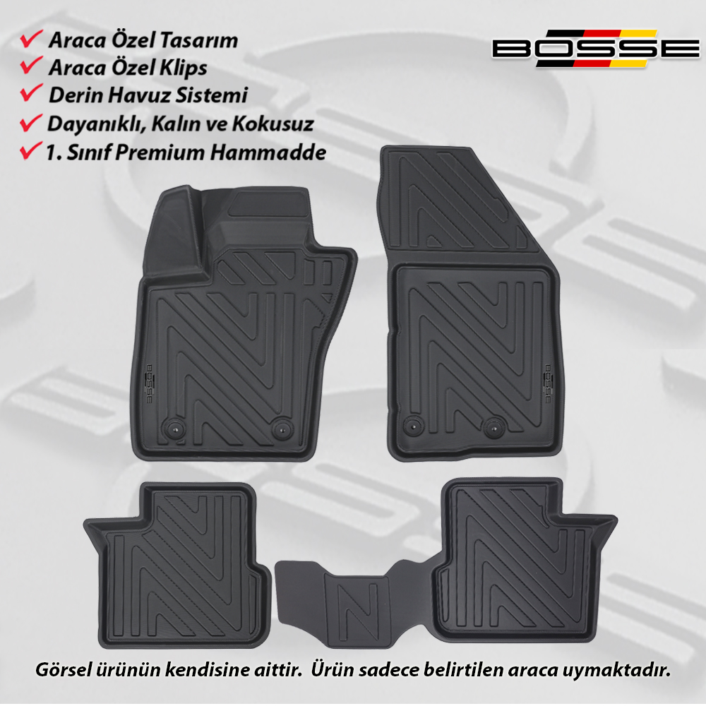 Fiat Egea Paspas HB / Cross / Station Araca Özel 2015 Sonrası BOSSE 3D Havuzlu Oto Paspas