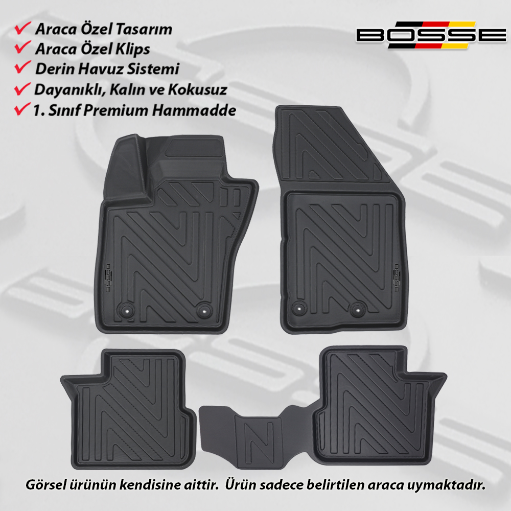 Fiat Egea Paspas Sedan Araca Özel 2015 Sonrası BOSSE 3D Havuzlu Oto Paspas