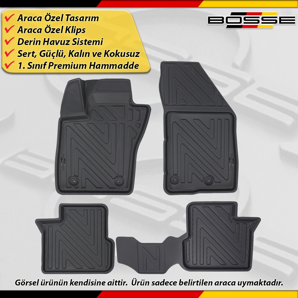 Fiat Egea Sedan Paspas Araca Özel 2015 Sonrası Derin Havuzlu BOSSE North Serisi