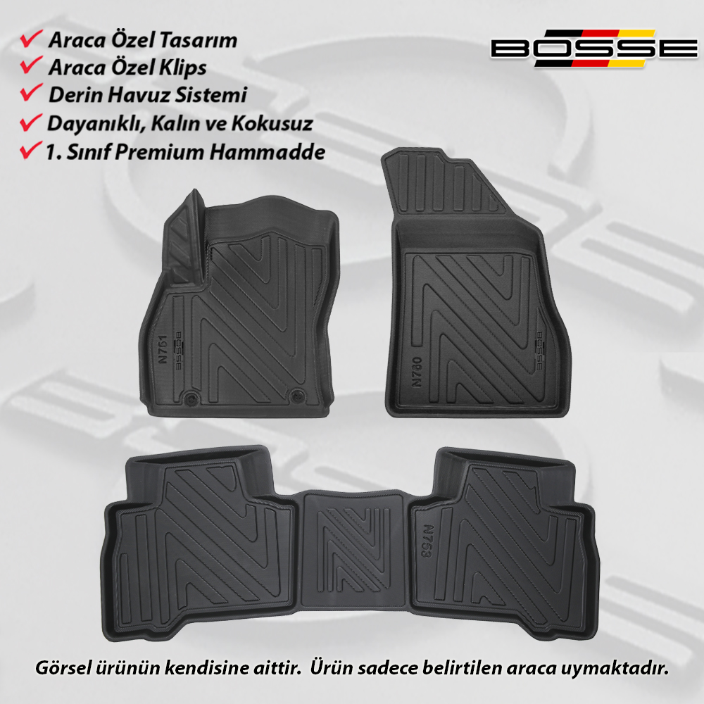 Fiat Fiorino Paspas Araca Özel Dizel / Benzinli 2007 - 2019 Paspas 3D Havuzlu Paspas