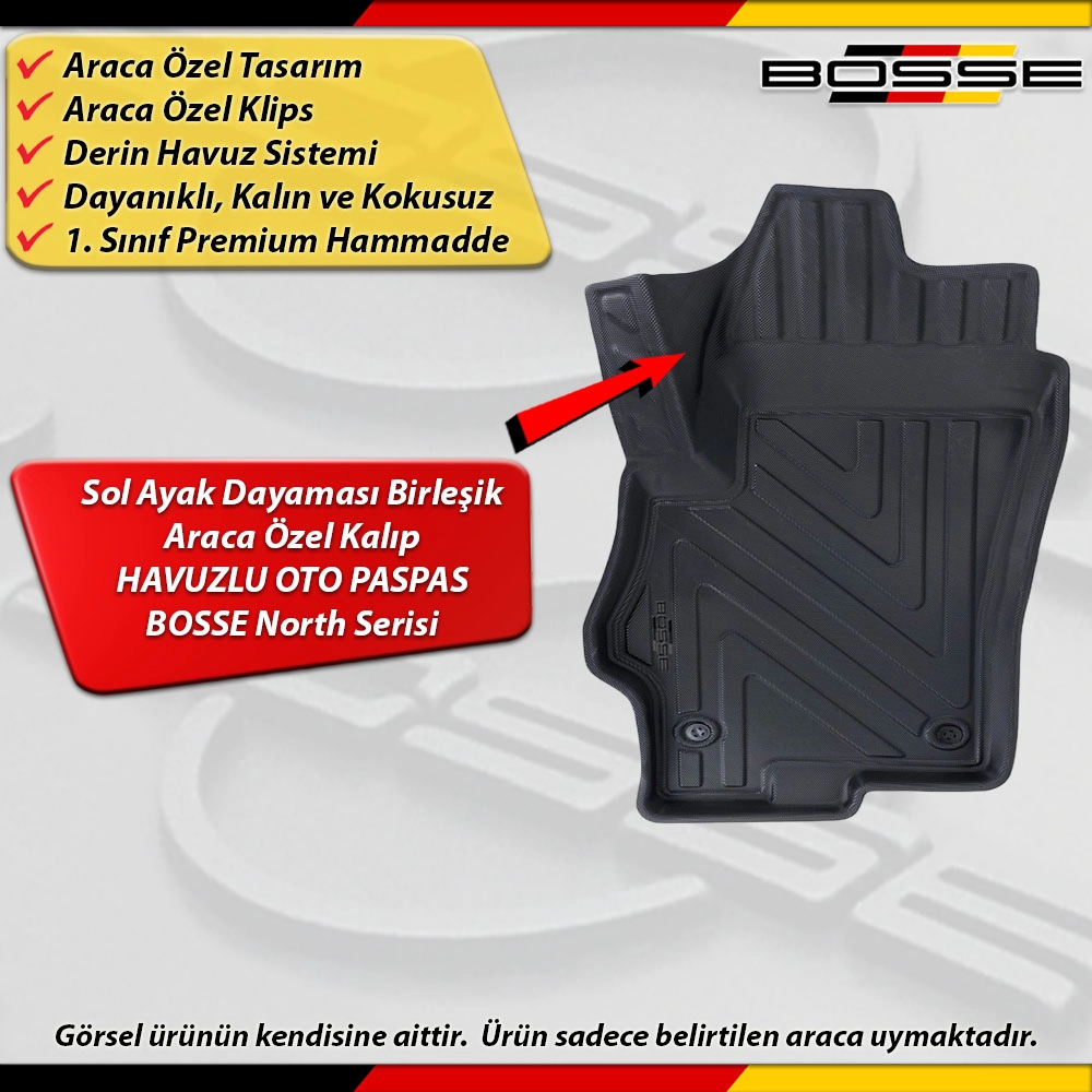 Fiat Linea Paspas Araca Özel 2007 Ve Sonrası Derin Havuzlu Paspas BOSSE North Serisi