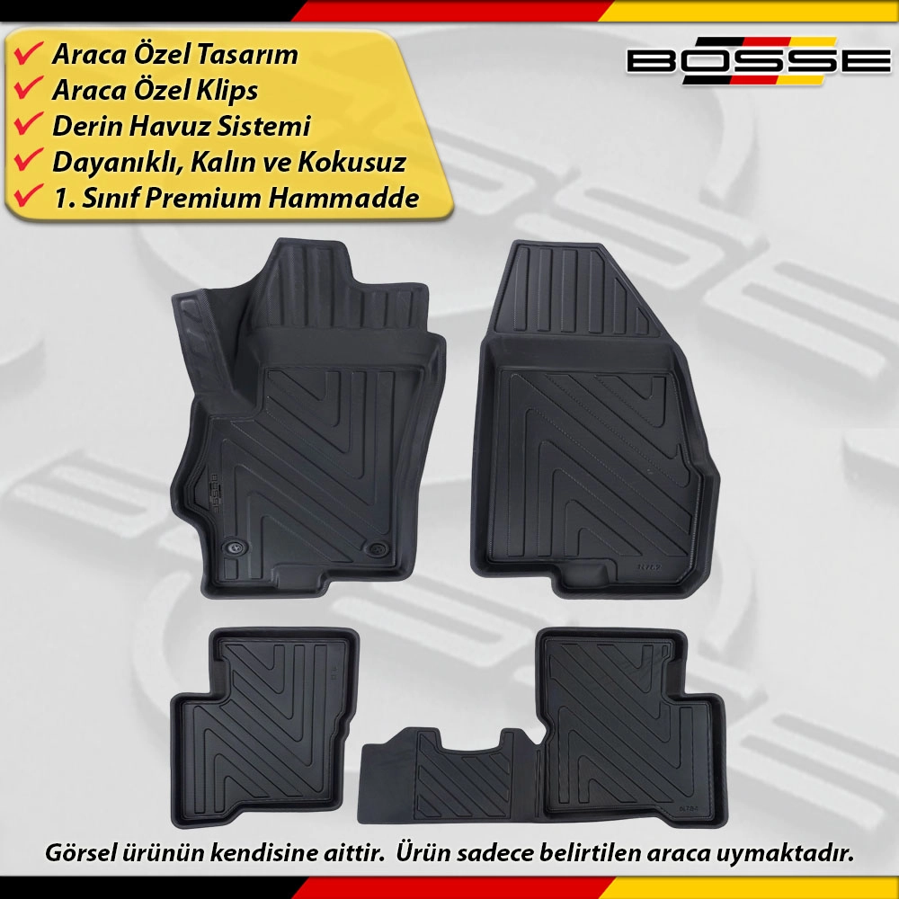 Fiat Linea Paspas Araca Özel 2007 Ve Sonrası Derin Havuzlu Paspas BOSSE North Serisi