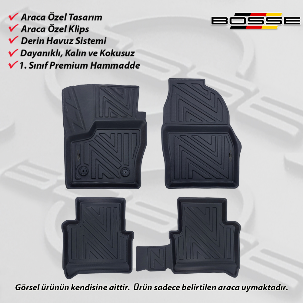 Ford Connect Paspas Araca Özel 2014 -2020 BOSSE 3D Havuzlu Oto Paspas