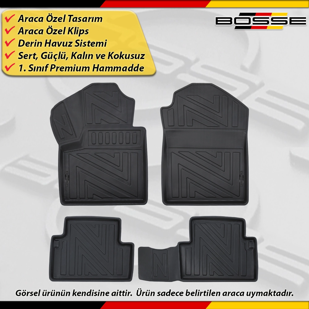 Ford Connect Paspas Araca Özel 2003-2013 Derin Havuzlu Paspas BOSSE North Serisi
