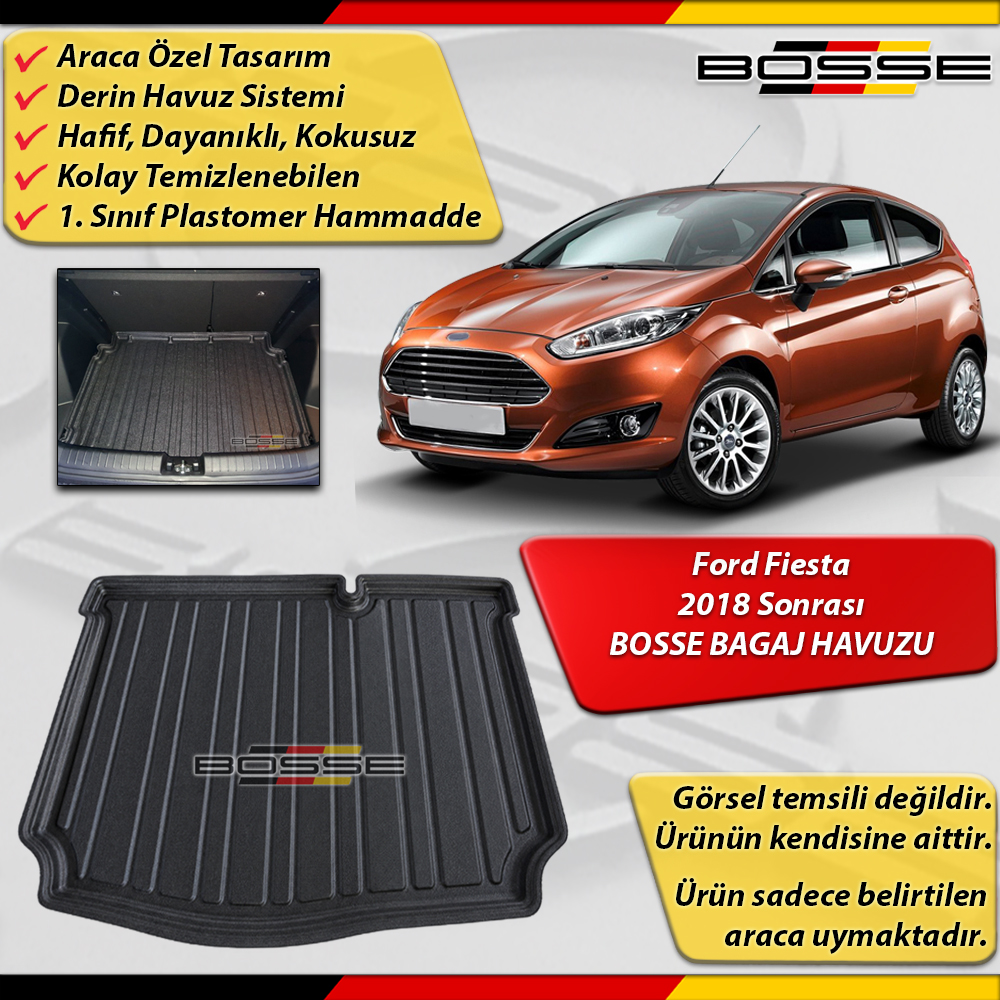 Ford Fiesta Bagaj Havuzu (VII) 2018 Sonrası BOSSE 3D Bagaj Havuzu
