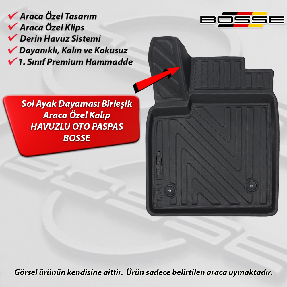 Ford Focus 5 Paspas HB / Sedan / Station SW 2018 Sonrası BOSSE 3D Havuzlu Oto Paspas