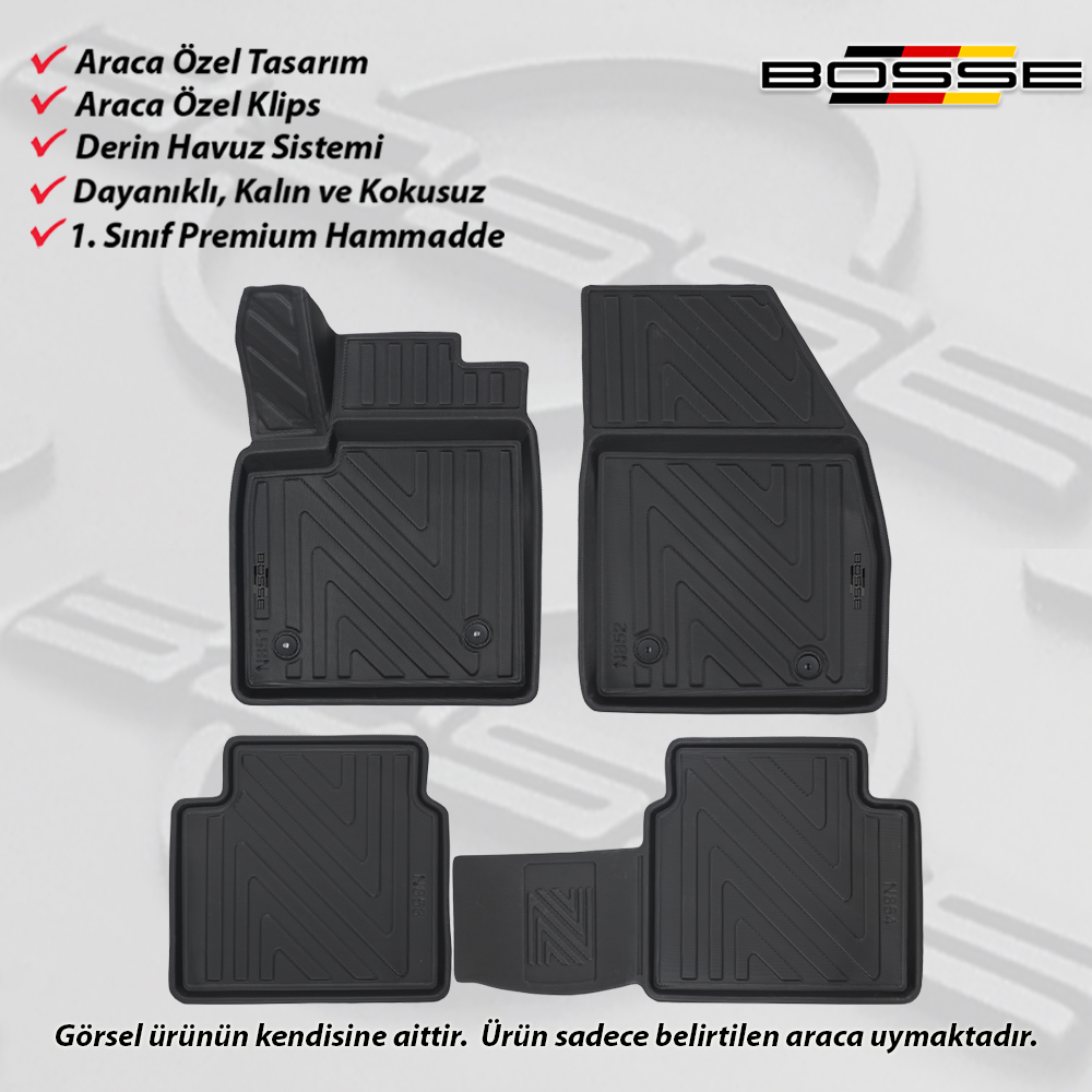 Ford Focus 5 Paspas HB / Sedan / Station SW 2018 Sonrası BOSSE 3D Havuzlu Oto Paspas