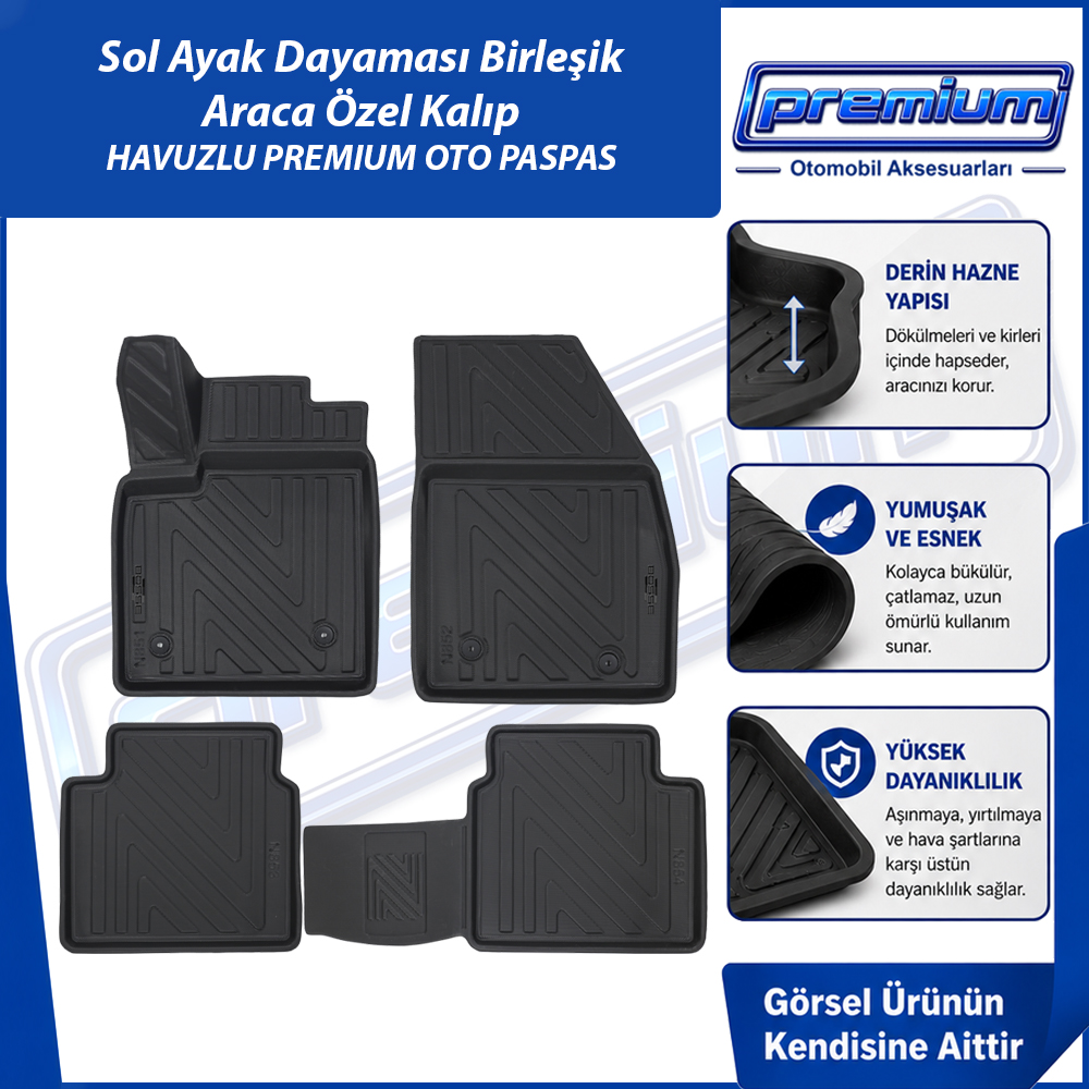 Ford Focus 4 - 5 Paspas Araca Özel HB 2018 Sonrası Derin Havuzlu Premium Oto Paspas