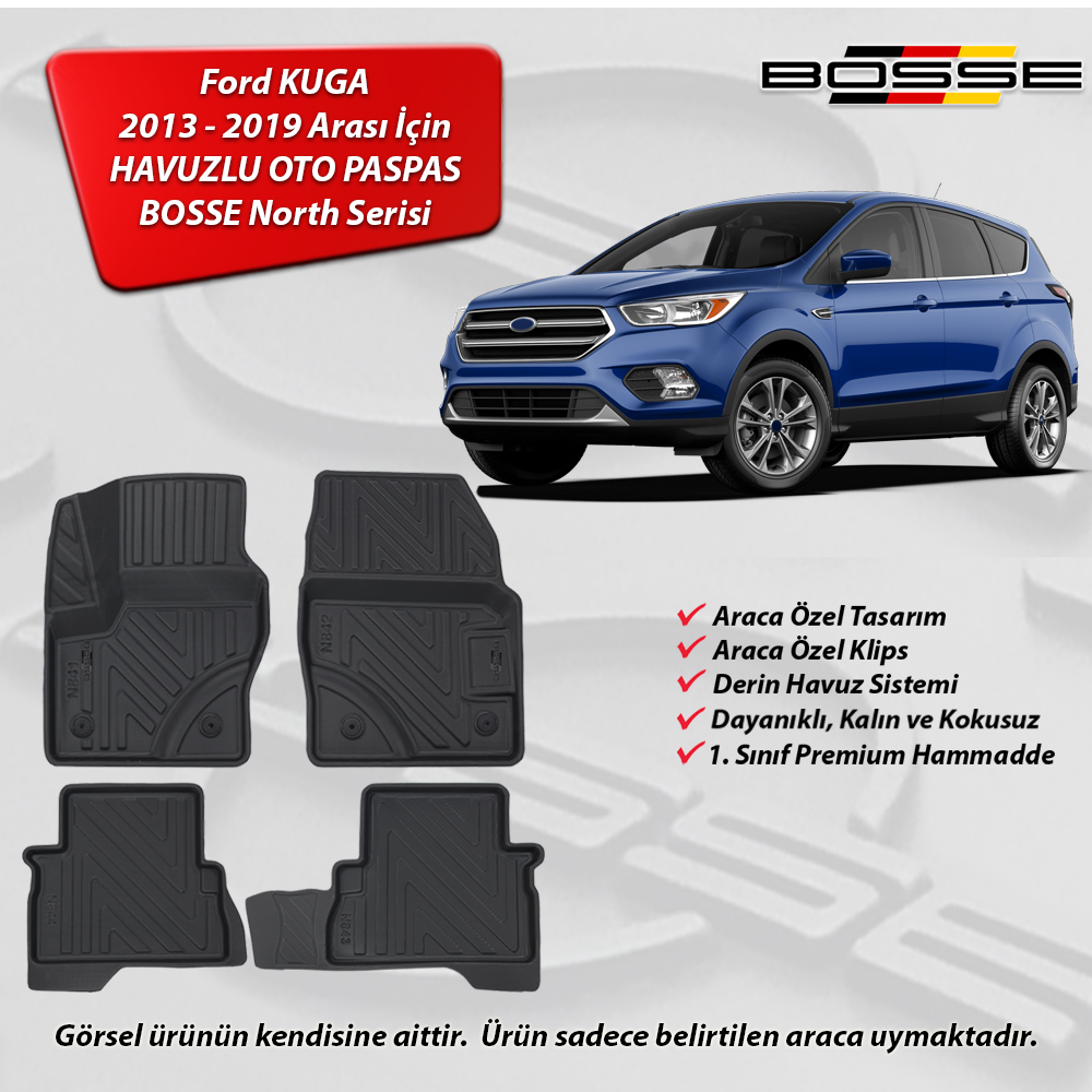 Ford Kuga Paspas 2013 2019 BOSSE BOSSE 3D Havuzlu Oto Paspas