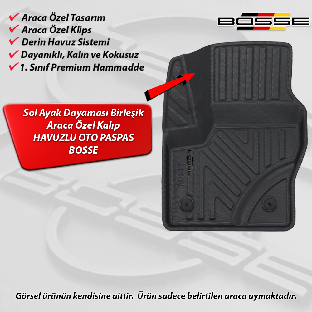 Ford Kuga Paspas 2013 2019 BOSSE BOSSE 3D Havuzlu Oto Paspas