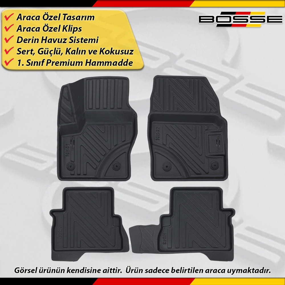 Ford Kuga Paspas Araca Özel 2013 - 2019 Derin Havuzlu Paspas BOSSE North Serisi