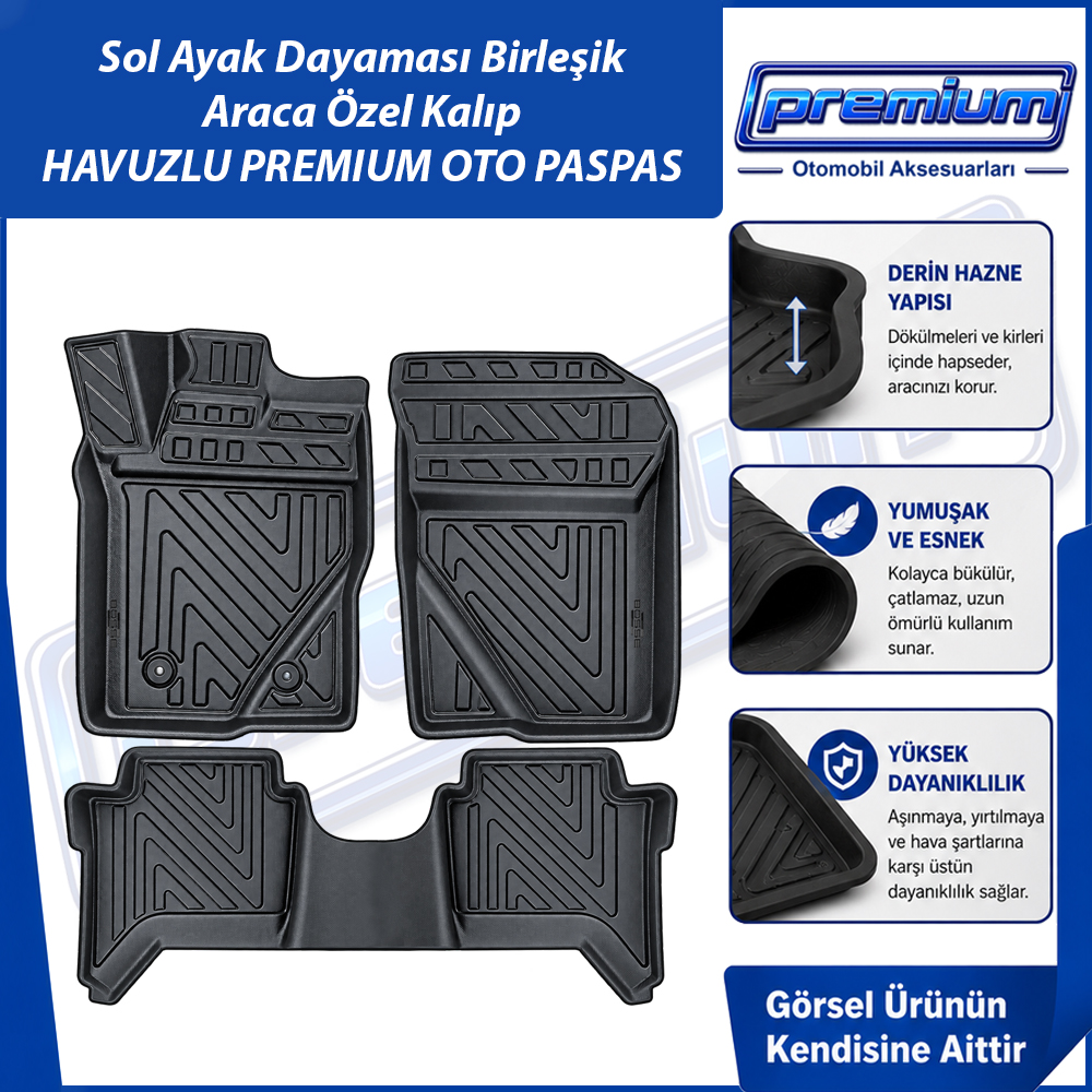 Ford Ranger Paspas Araca Özel 2023 Sonrası İçin Derin Havuzlu Premium Oto Paspas