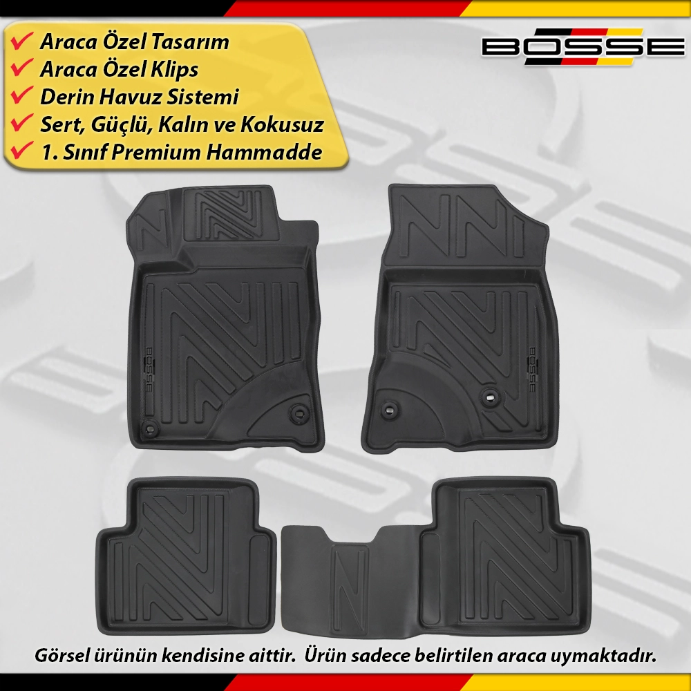 Honda Civic Paspas FC5 Araca Özel SEDAN / HB 2016-2020 Arası Derin Havuzlu Paspas BOSSE North