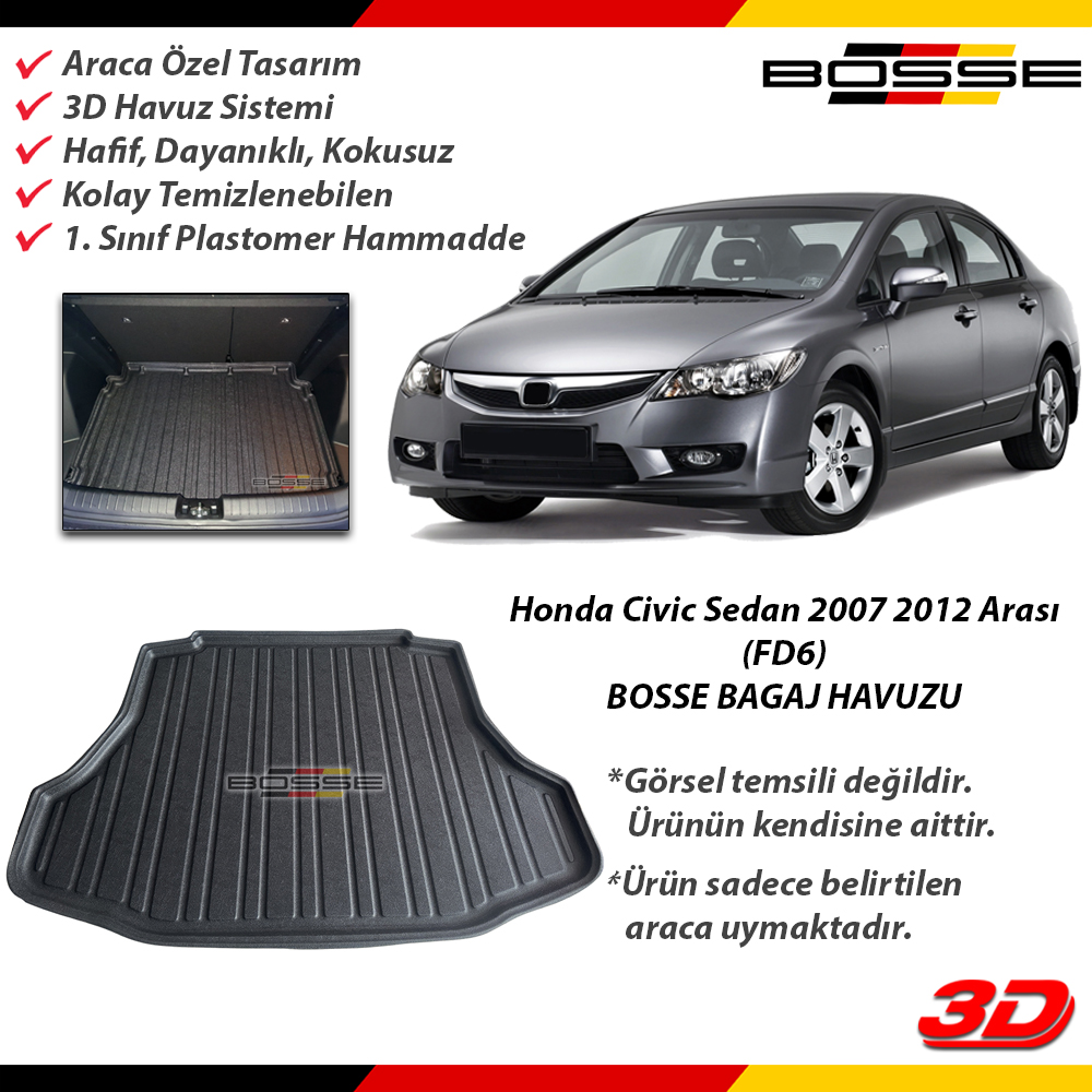 Honda Civic Bagaj Havuzu FD6 SEDAN 2006 2012 BOSSE