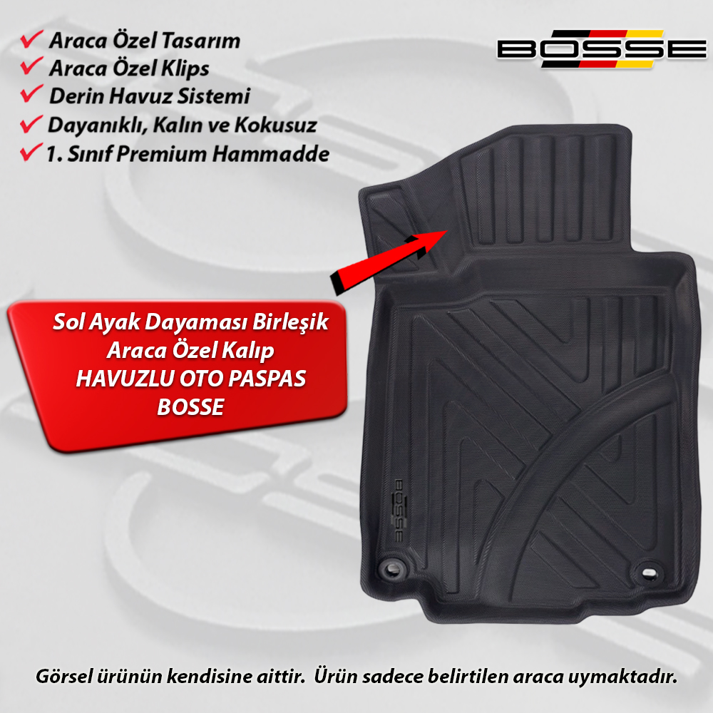 Honda CR-V Paspas CRV Araca Özel 2012 2018 Arası BOSSE 3D Havuzlu Oto Paspas
